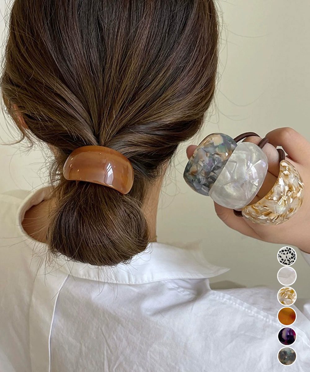 ミックスカラーカーブヘアゴムレトロお洒落