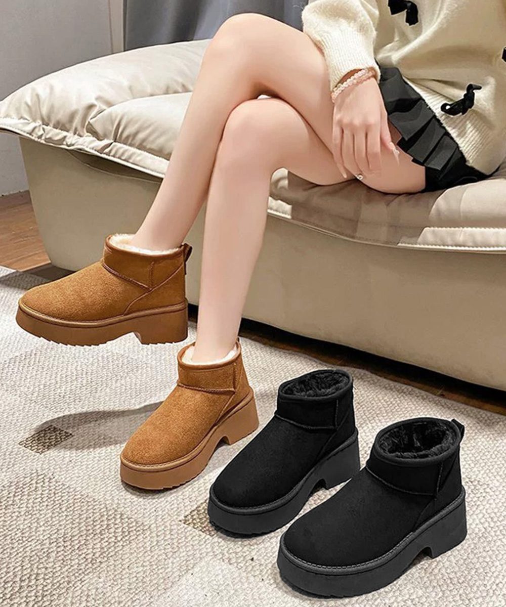 厚底ムートンブーツチャンキーヒールブーツ