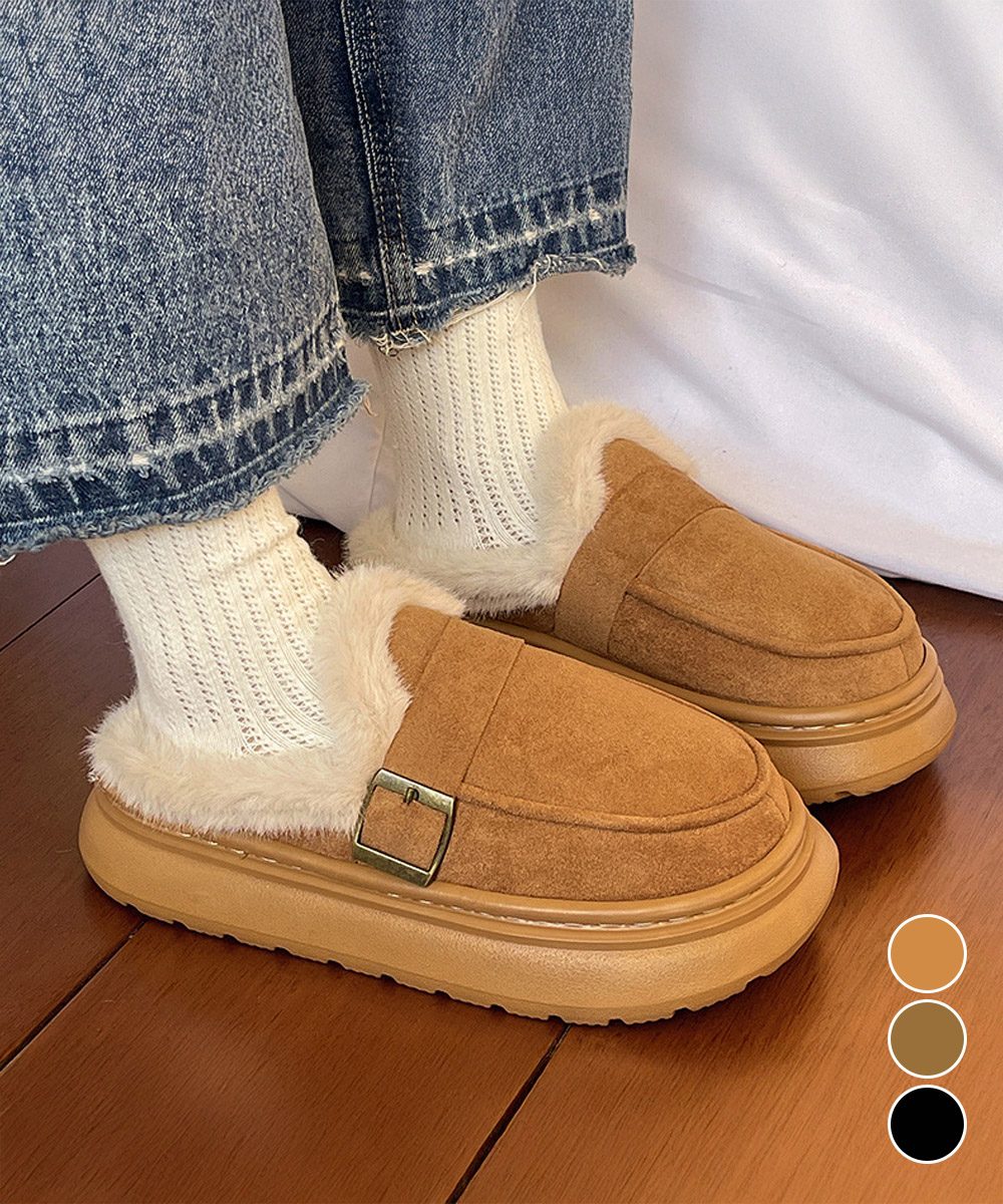 ファーモカシン 厚底 裏起毛 レディース