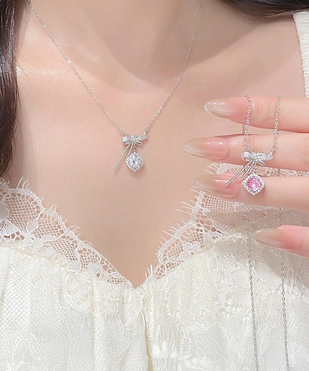 リボンネックレス レディース結婚式韓国風