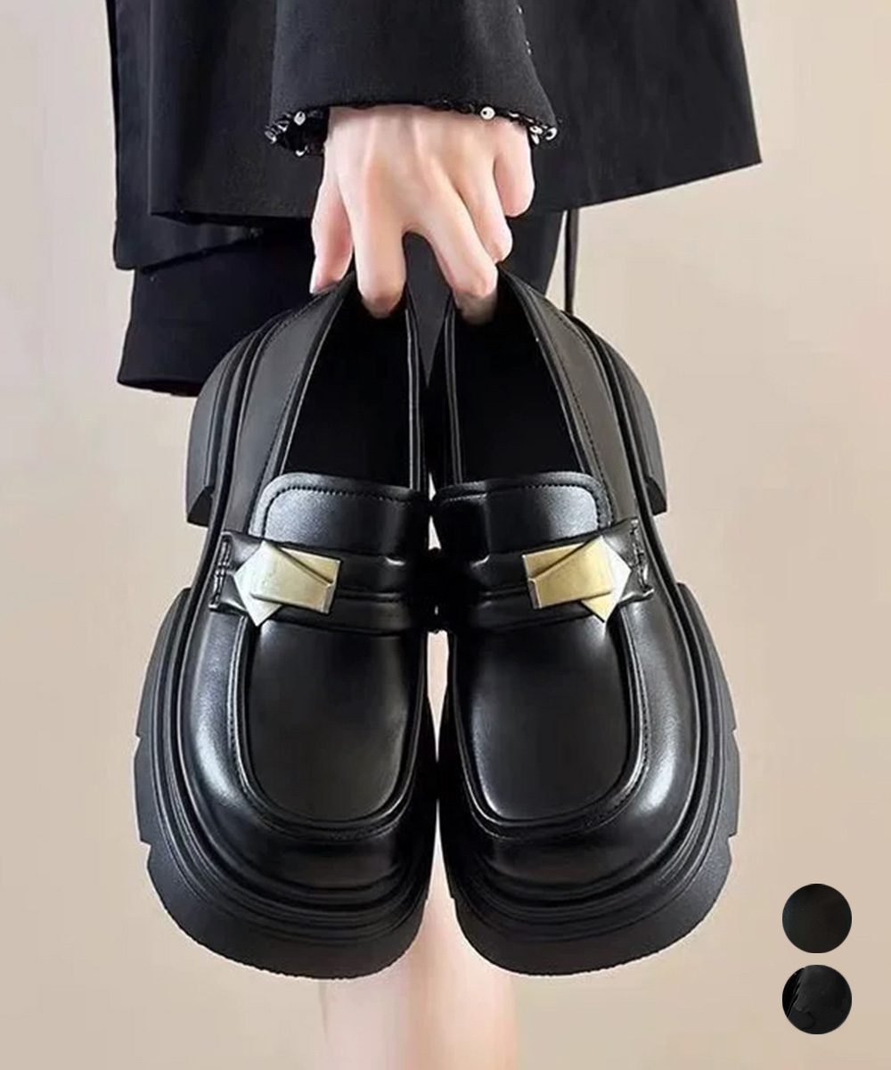 厚底ローファー チャンキーヒールシューズ
