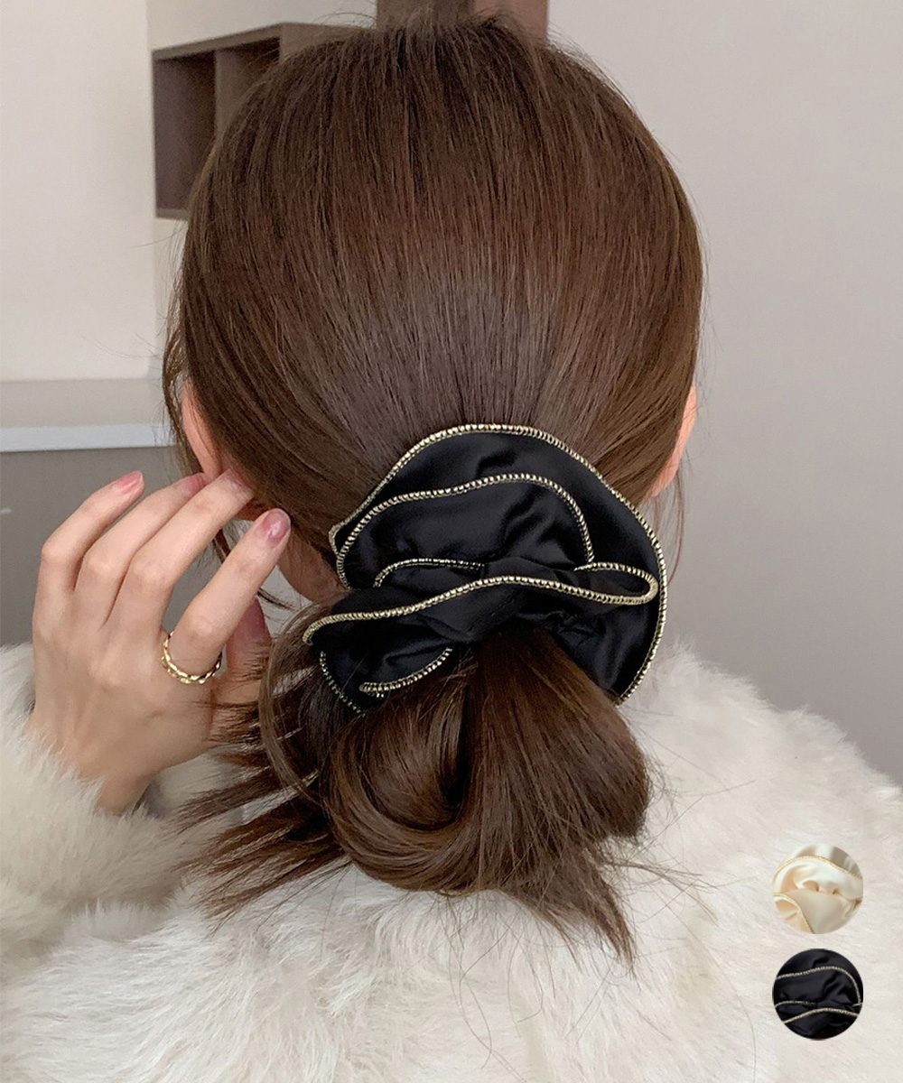 サテンシュシュ ヘアゴム ボリューム