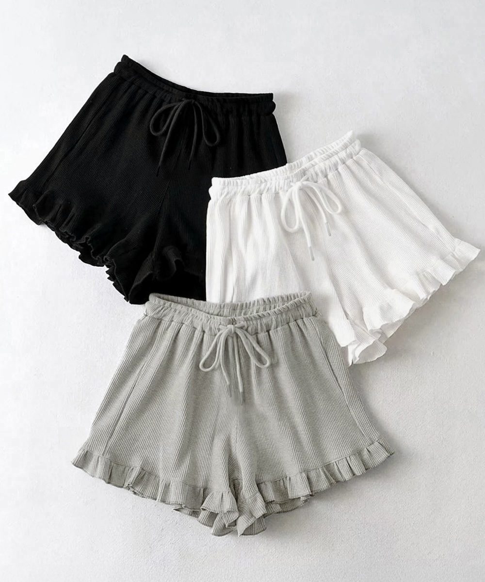 フリルペチパンツ ワッフルショートパンツ