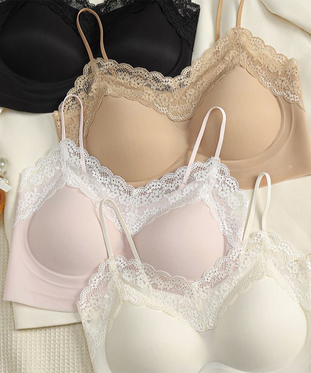 シームレスブラジャーレース付きブラトップ