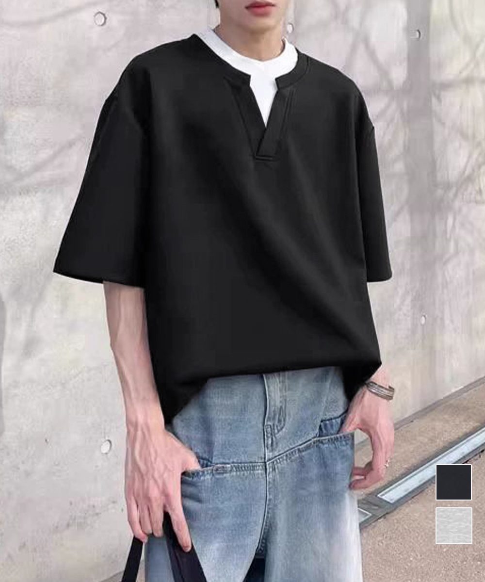 半袖Tシャツ メンズ 重ね着風カットソー
