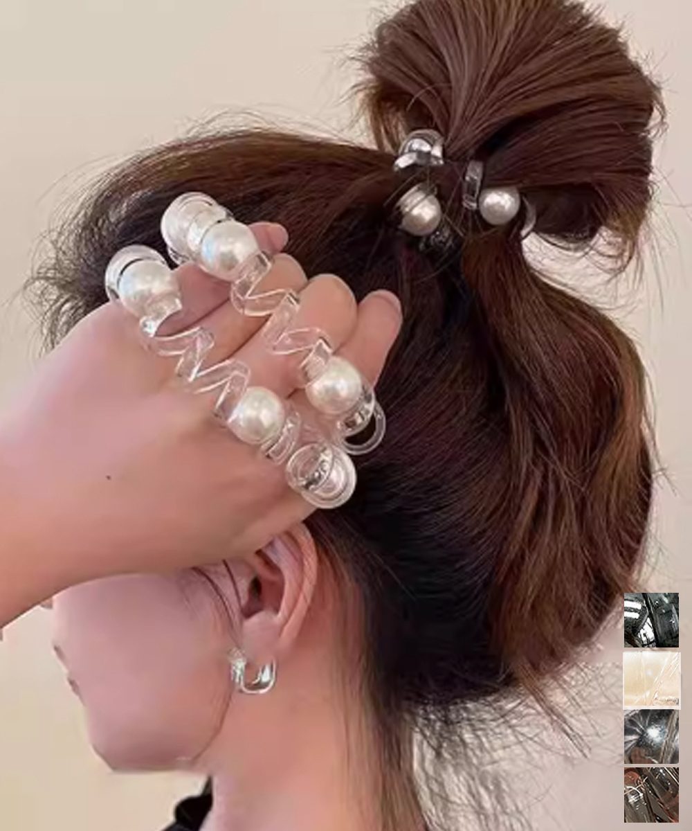 クリアヘアゴム パール調ヘアアクセサリー