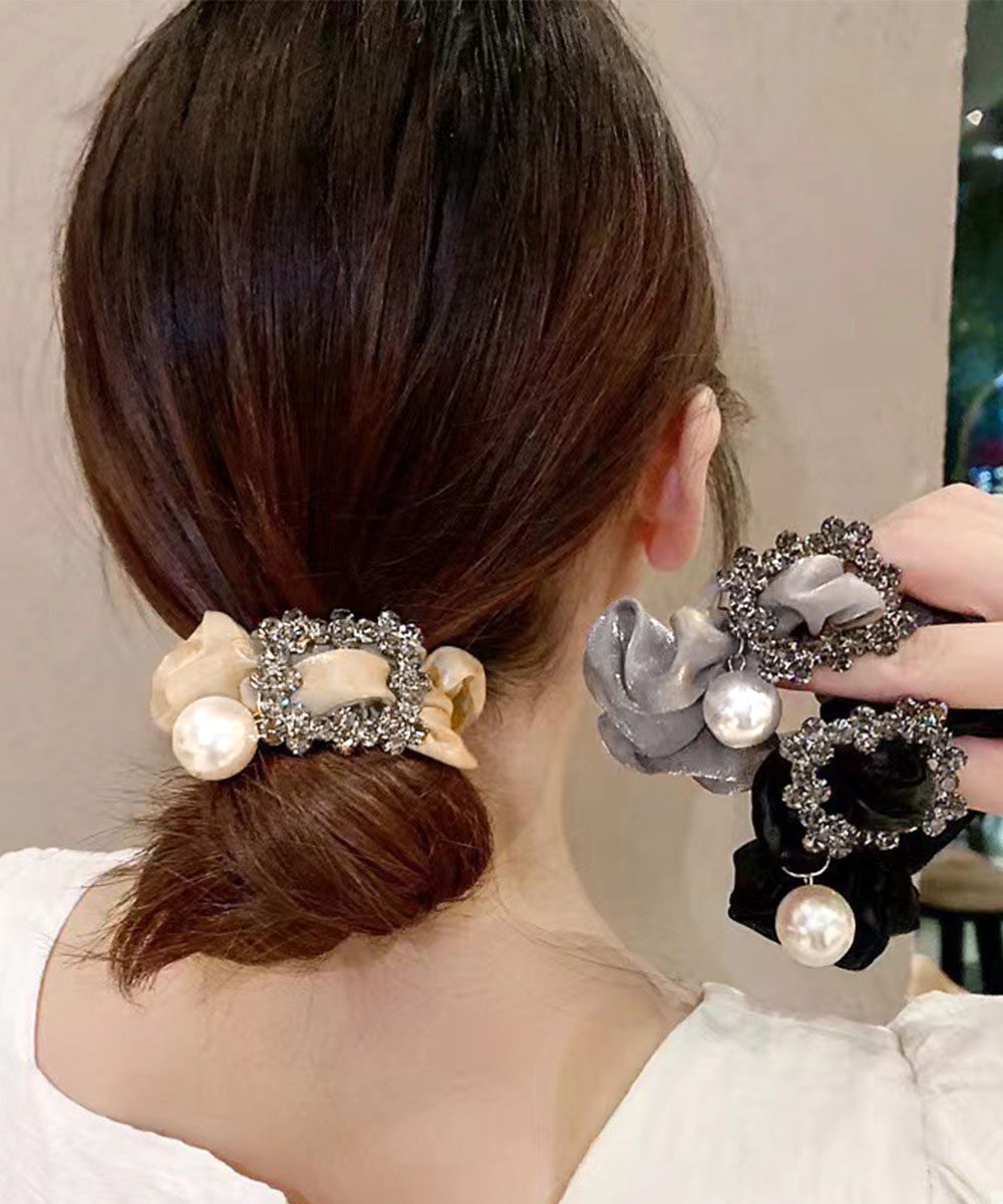 ビジューシュシュ大人っぽいパールヘアゴム