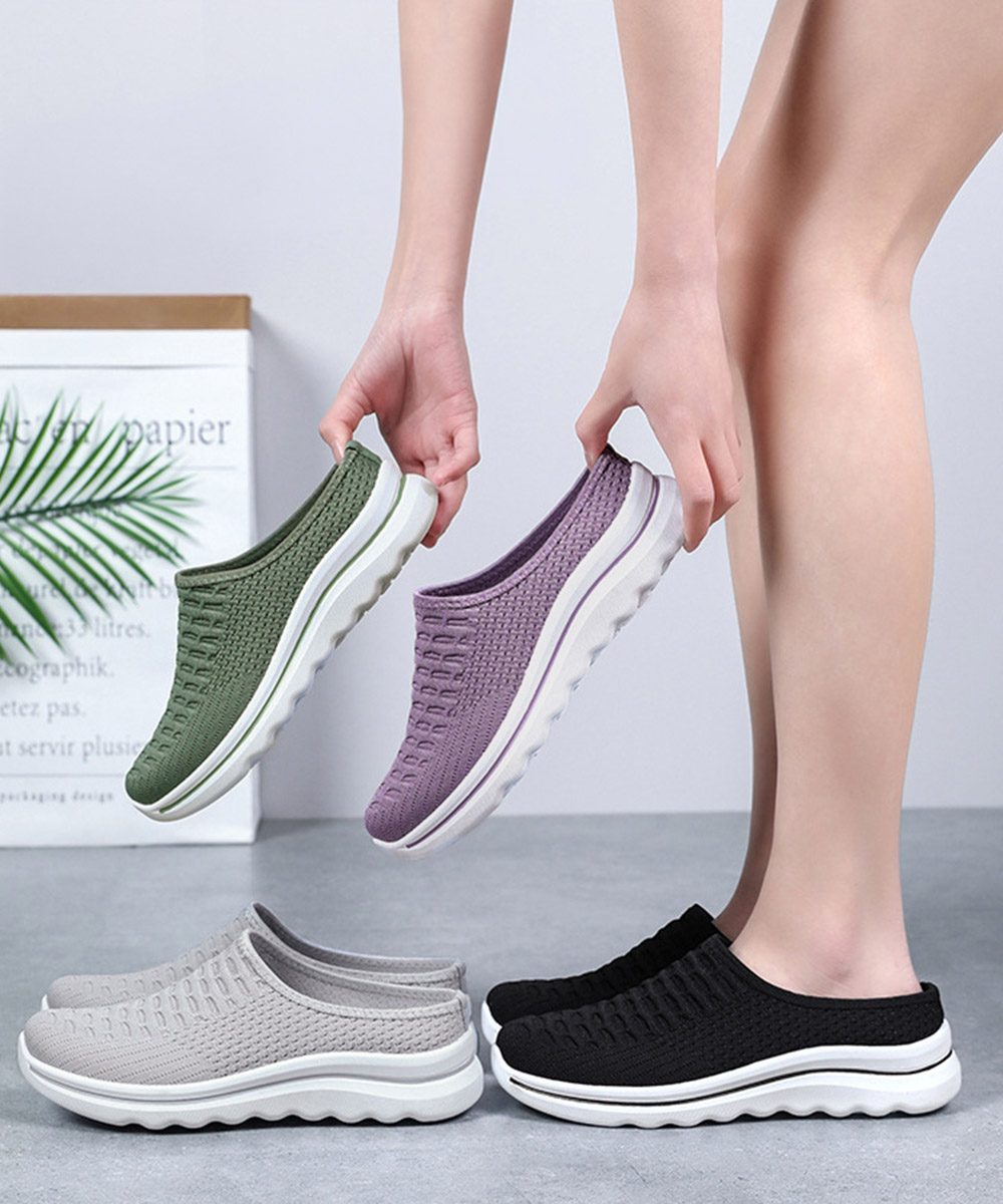 メッシュニットスリッポン厚底 快適靴軽量