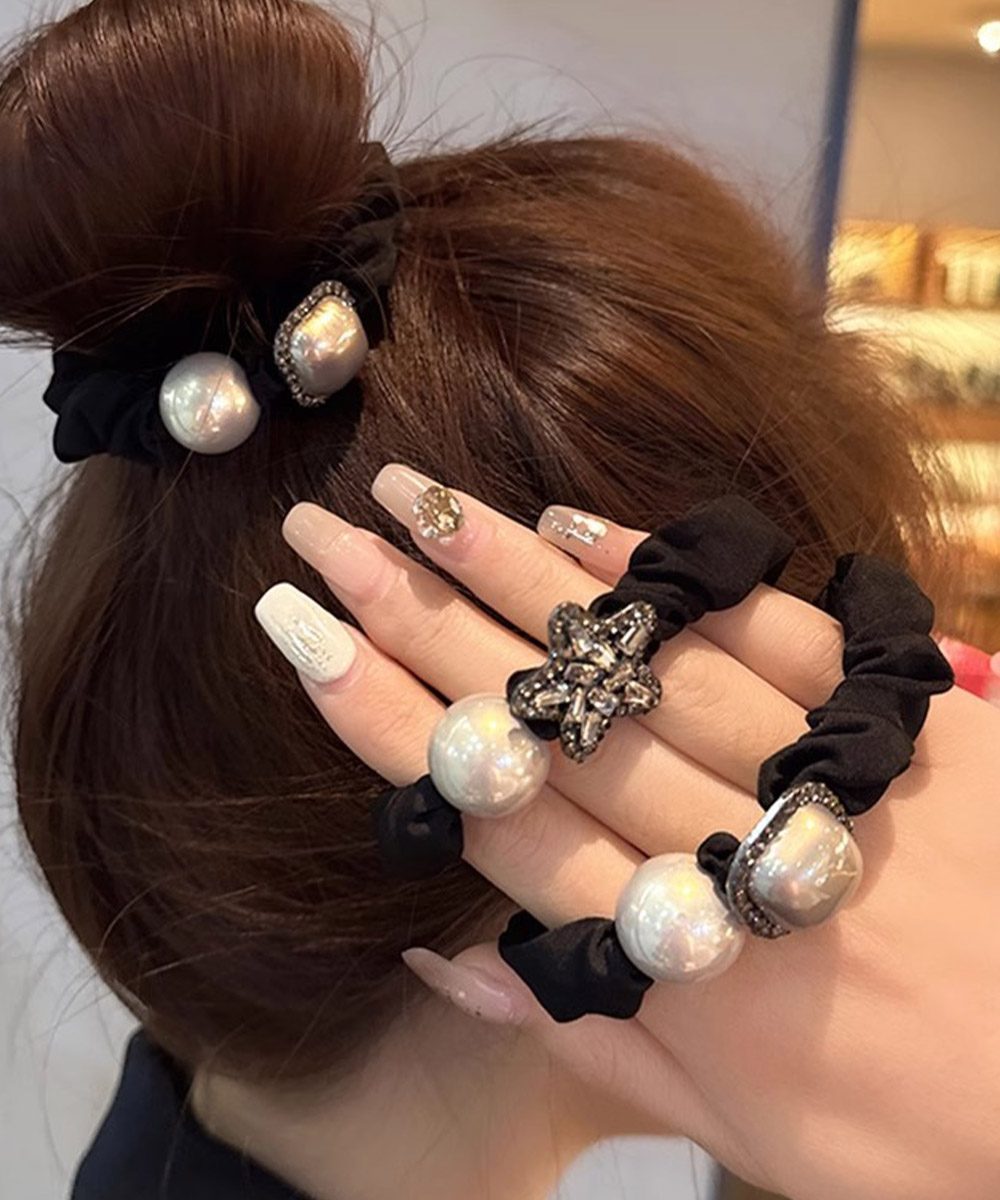 大粒パールヘアゴムシュシュ 髪留めアクセ