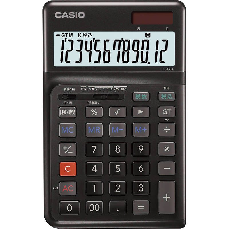 カシオ 人間工学電卓 右手用 JE-12D-BK-N ブラック