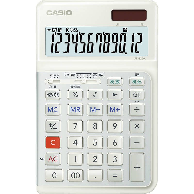 カシオ 人間工学電卓 左手用 JE-12D-L-WE-N