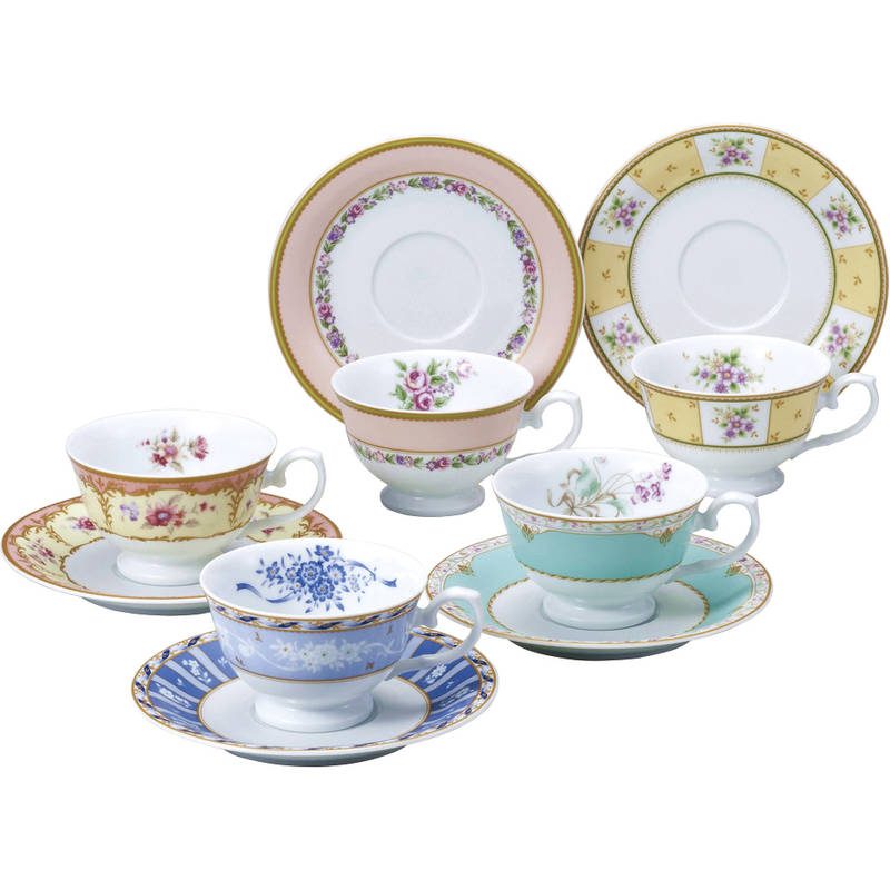 ナルミ フローラルブティック 5客アソート碗皿 41721-33459