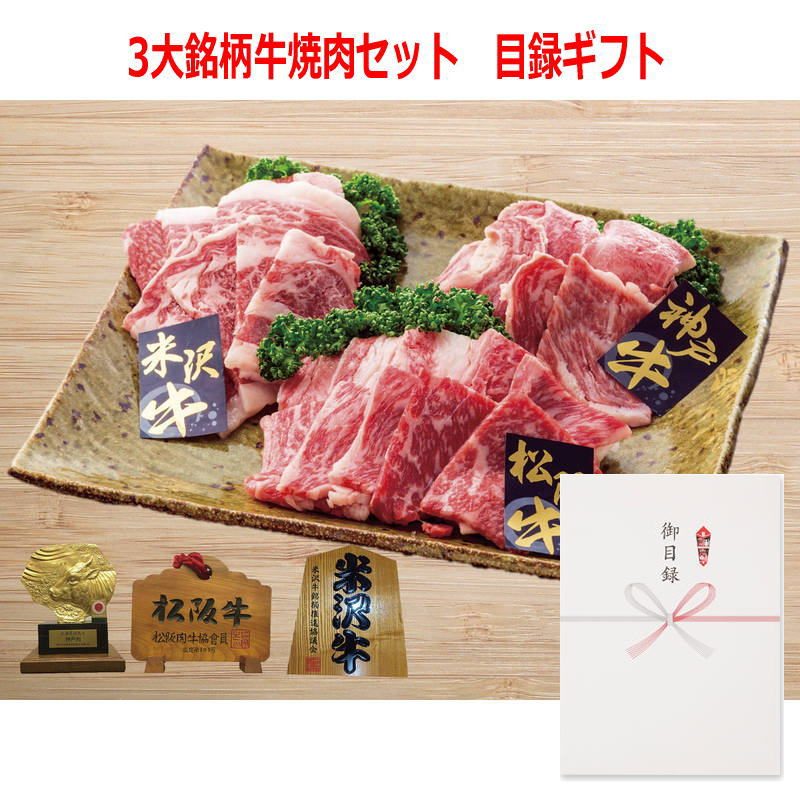 (景品に最適)パネルスタイル目録ギフト 3大銘柄牛焼肉セット 3224-200