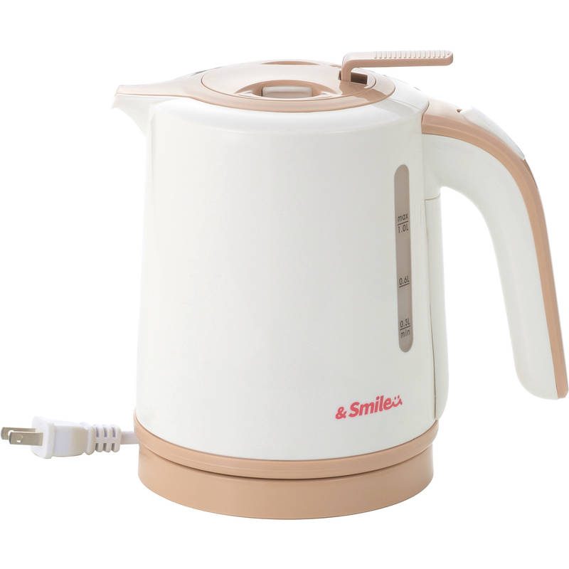 ＆smile 倒れてもこぼれにくい電気ケトル1.0L AS-100