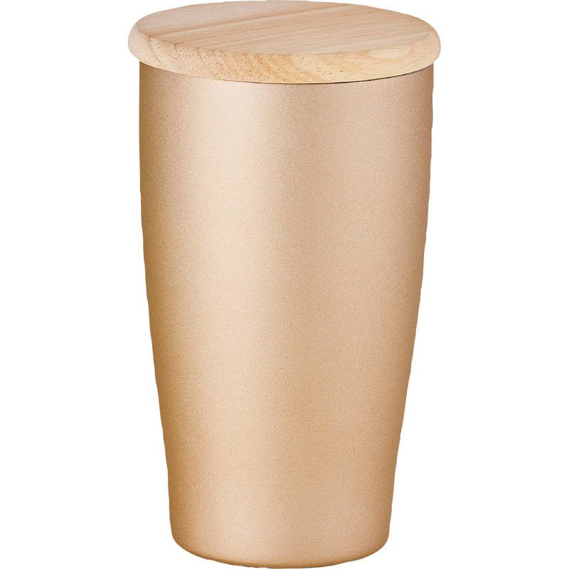 ウッドキャップ・ステンレスタンブラー 350mL 0022-02 シャンパンゴールド