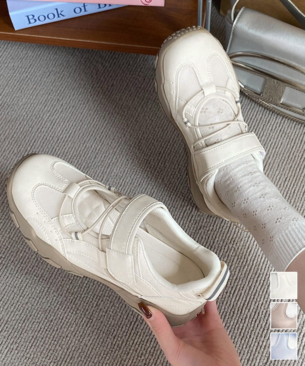 厚底メリージェーンスニーカーバレエコア靴
