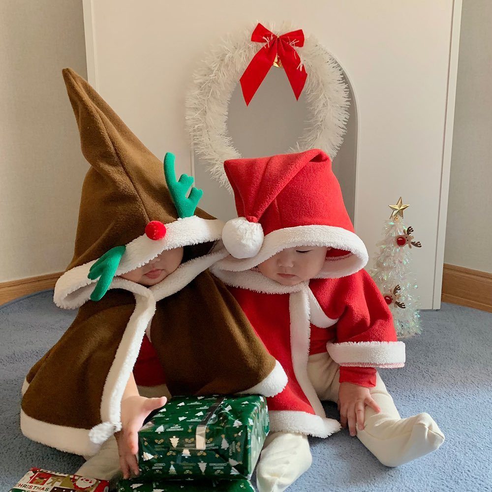 ins サンタ服　ベビー服　クリスマス　厚手　マント　女の子　トナカイ　赤ちゃん　可愛い　コスチューム