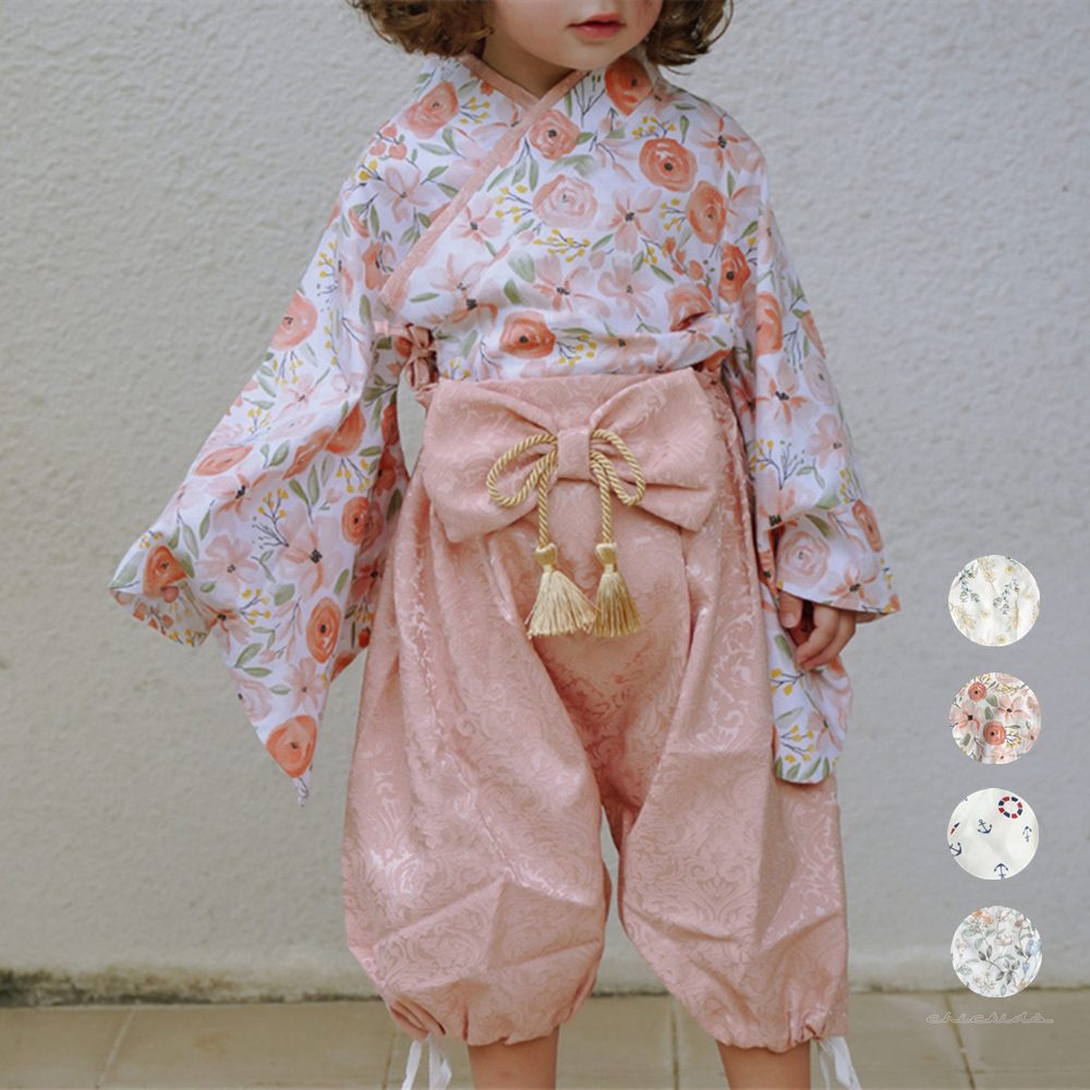 ベビー服　袴　セパレート　お食い初め　初節句　ひな祭り お宮参り　袴ロンパース　男の子　女の子　4色