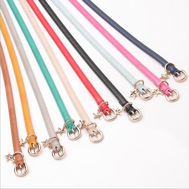 ベルト レディース PUレザー スターベルト 10色展開 細ベルト 無地 ファッション
