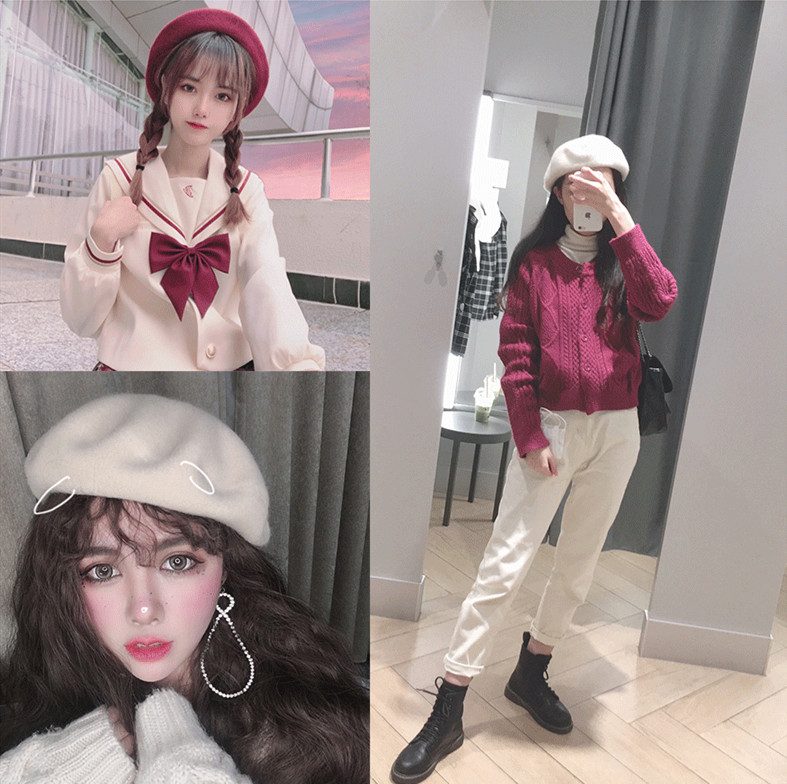 39色展開★秋冬新品 ベレー帽 ベレー ハット 帽子 ウールハット レディース 小顔効果 折りたたみ可能