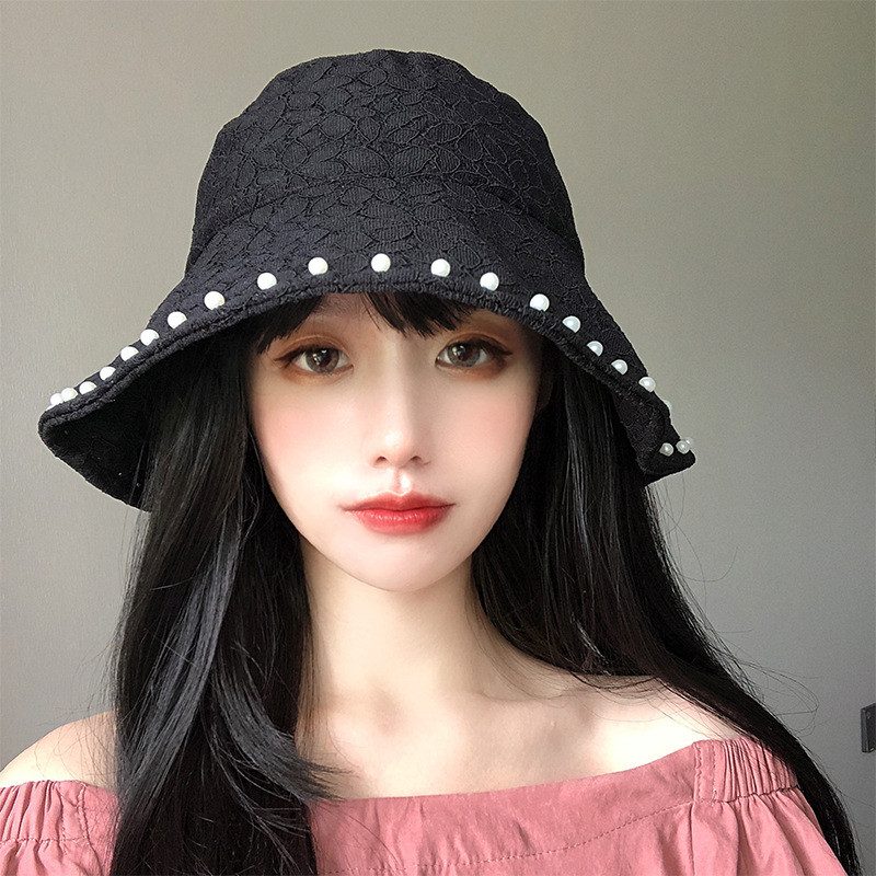 バケットハット レースハット つば広ハット パール付き帽子 花柄 日焼け止め 紫外線対策 レディース