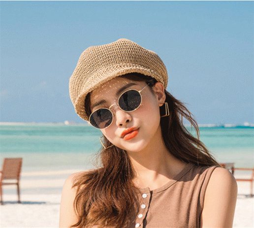 ストローハット キャスケット サンバイザー キャップ 透かし編み 春 夏 秋 通勤 通学 旅行 女性 おしゃれ