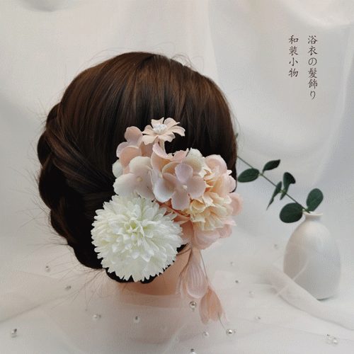 髪飾り ヘアアクセサリー 3点セット 浴衣 結婚式 成人式 七五三 卒業式 和装 花 ピン&クリップタイプ