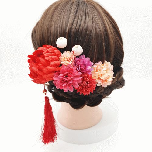 髪飾り ヘアアクセサリー 9点セット 浴衣 結婚式 成人式 七五三 卒業式 和装 花 ピン＆クリップタイプ