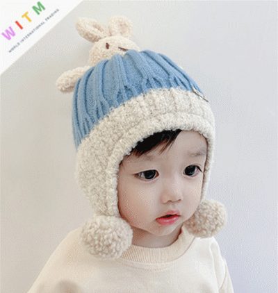 秋冬新品 子供用帽子 ニットハット キッズ用 男の子 女の子 6ヶ月～3歳対応 耳を守る