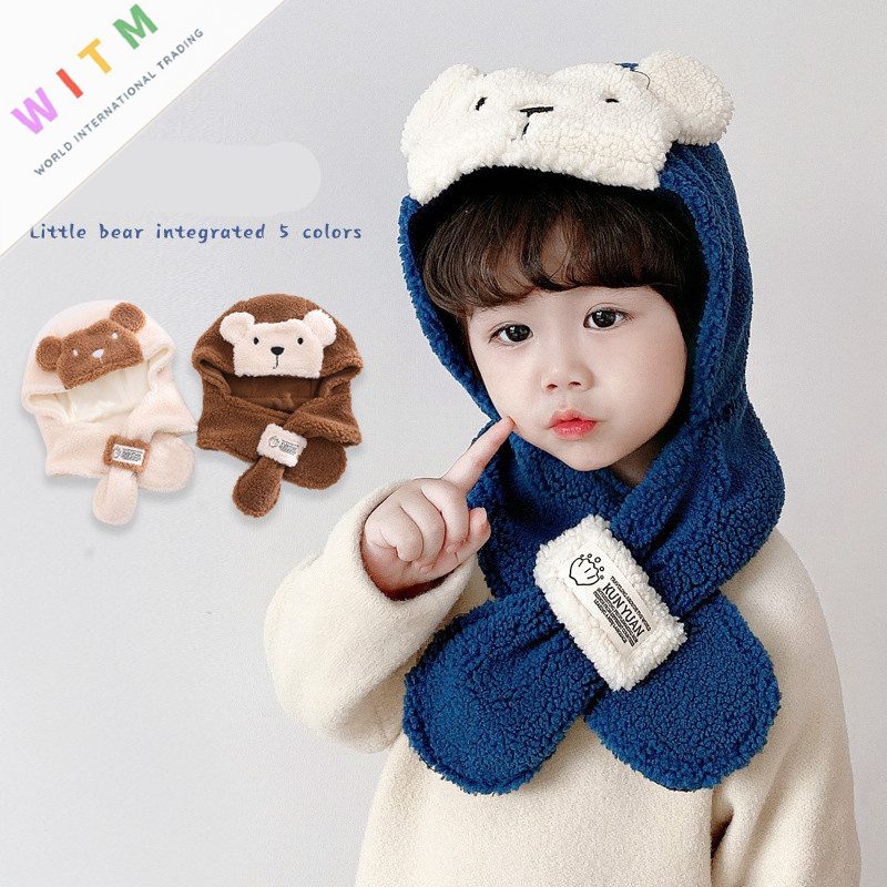 秋冬新品 キッズ用帽子 クマ ボアハット＆マフラー 子供用 1～6歳対応 可愛い