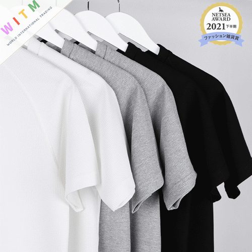 全3色★Tシャツ ワッフルtシャツ 半袖 メンズ レディース 綿100％ 9.5オンス ラウンドネック