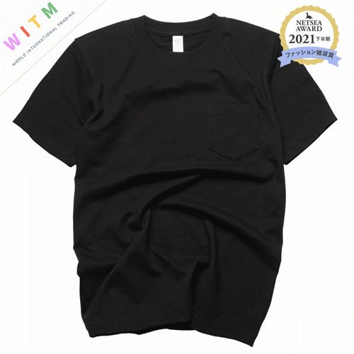 全2色★Tシャツ 半袖 綿100% 9.5オンス クルーネック 胸ポケット付き 男女兼用 夏服