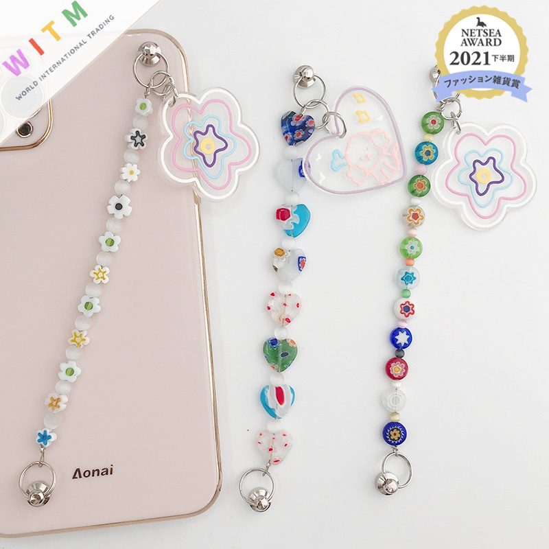 花形 スマホストラップ ハンドストラップ ハート形 バッグチェーン 上品 可愛い