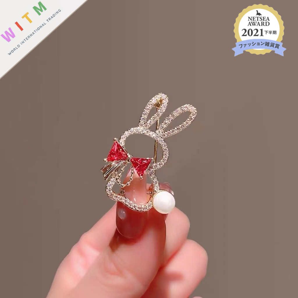 ウサギ 真珠 ラインストーン 着物 ブローチピン 設計感 コサージュ 上品 アクセサリー 可愛い