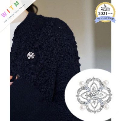 着物 ラインストーン 真珠 ブローチピン 設計感 コサージュ 上品 アクセサリー 記念日 プレゼント