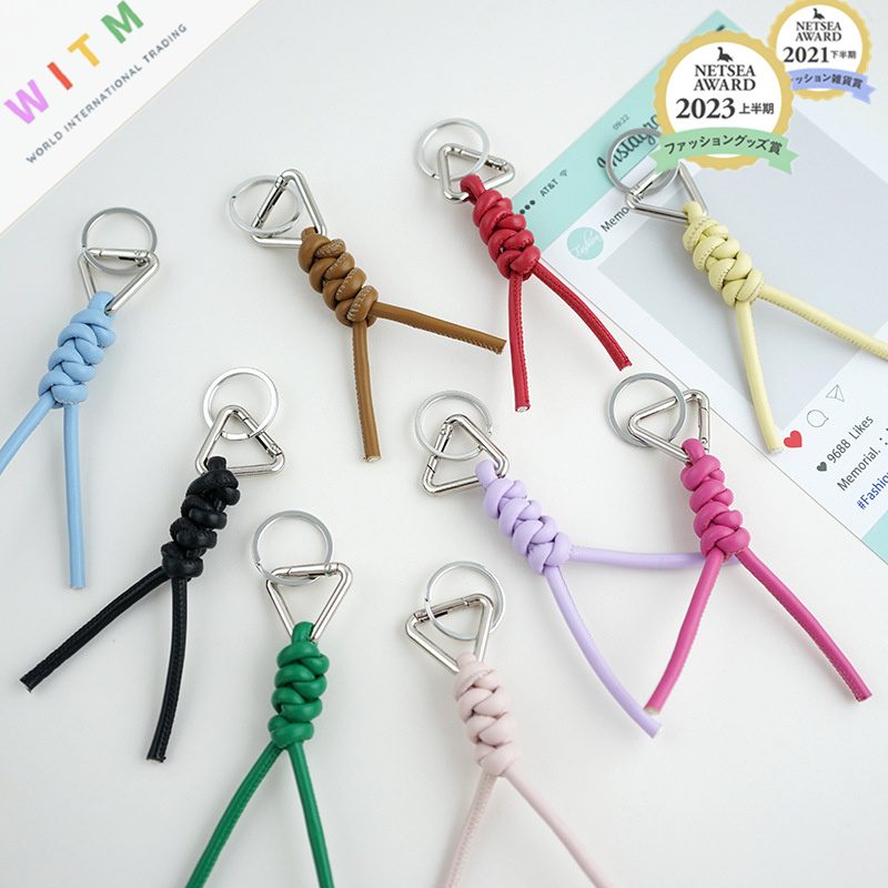 全11色 DIY PU キーホルダー バッグチャーム キーリング 編み 落下防止 手芸 創意
