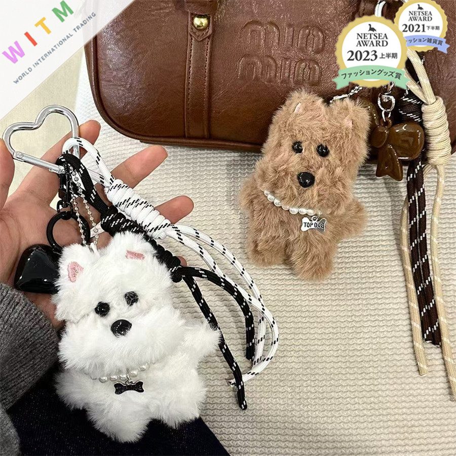犬 ファー バッグチャーム キーホルダー おもちゃ イヌチャーム 可愛い ファッション小物