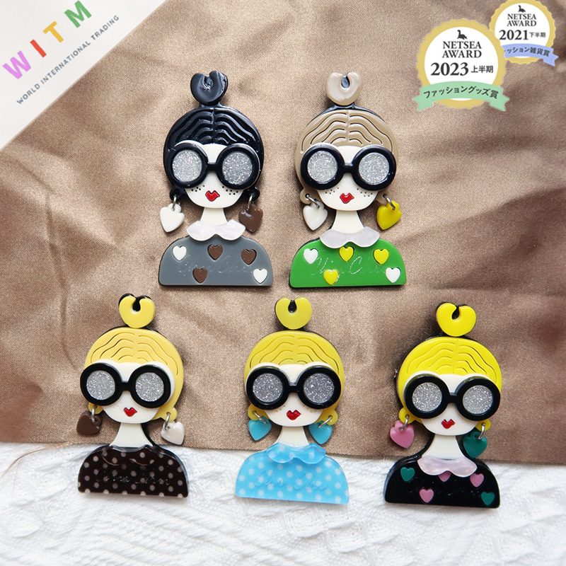 女の子 ブローチ アクリル アクセサリー 記念日 プレゼント 上品 かわいい レトロ 入園式