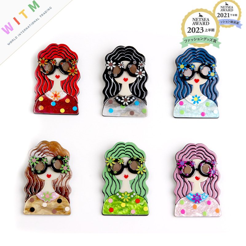 女の子 ブローチ アクリル アクセサリー 記念日 プレゼント 上品 かわいい レトロ 入園式