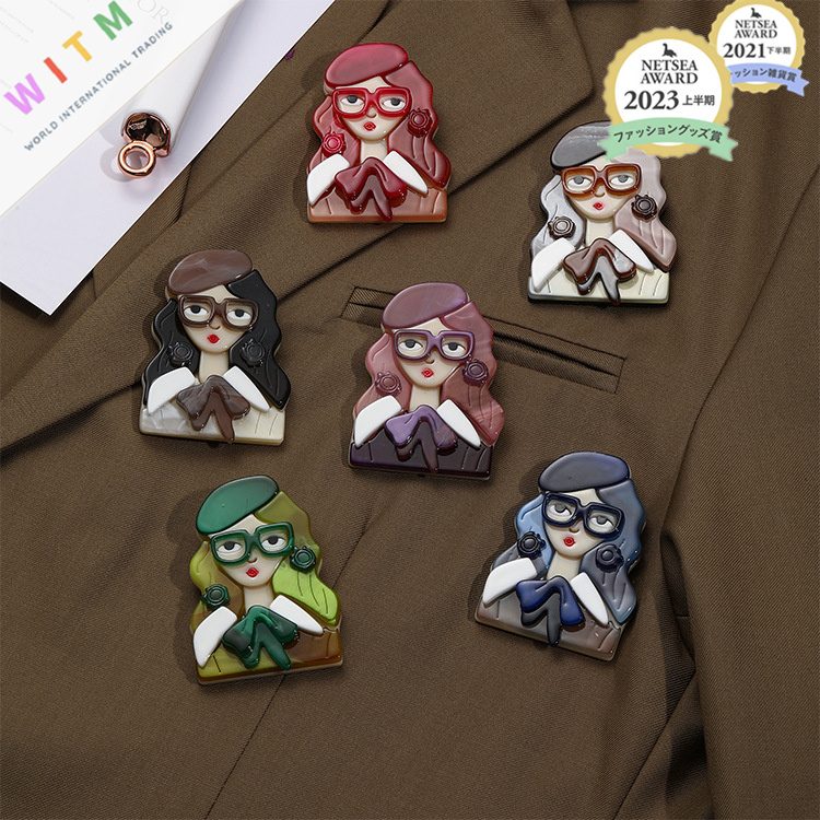 女の子 ブローチ アクリル アクセサリー 記念日 プレゼント 上品 かわいい レトロ 入園式