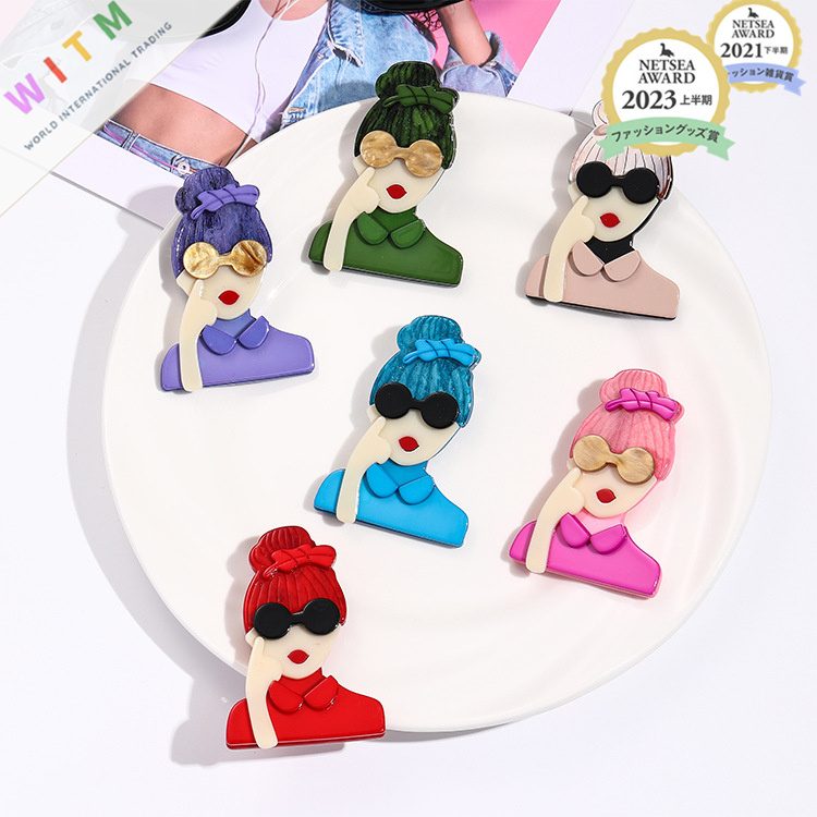 女の子 ブローチ アクリル アクセサリー 記念日 プレゼント 上品 かわいい レトロ 入園式