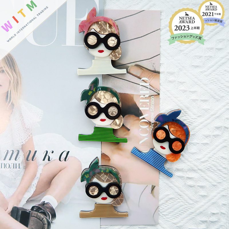 女の子 ブローチ アクリル アクセサリー 記念日 プレゼント 上品 かわいい レトロ 入園式