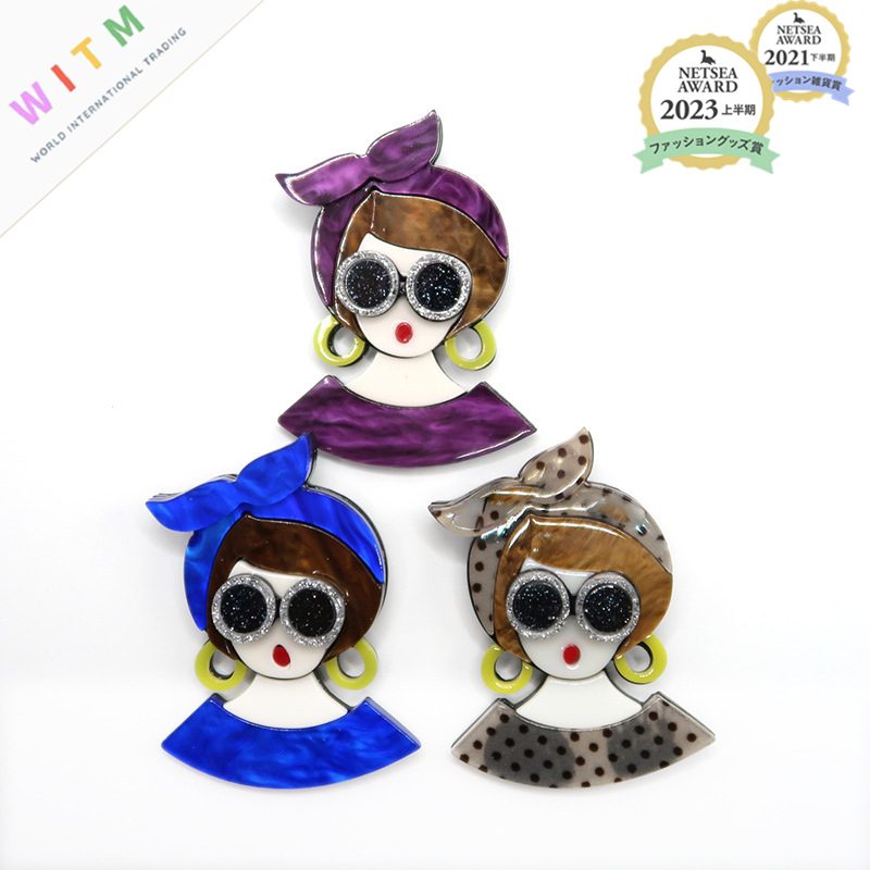女の子 ブローチ アクリル アクセサリー 記念日 プレゼント 上品 かわいい レトロ 入園式