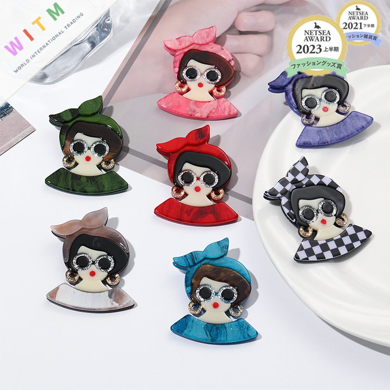 女の子 ブローチ アクリル アクセサリー 記念日 プレゼント 上品 かわいい レトロ 入園式