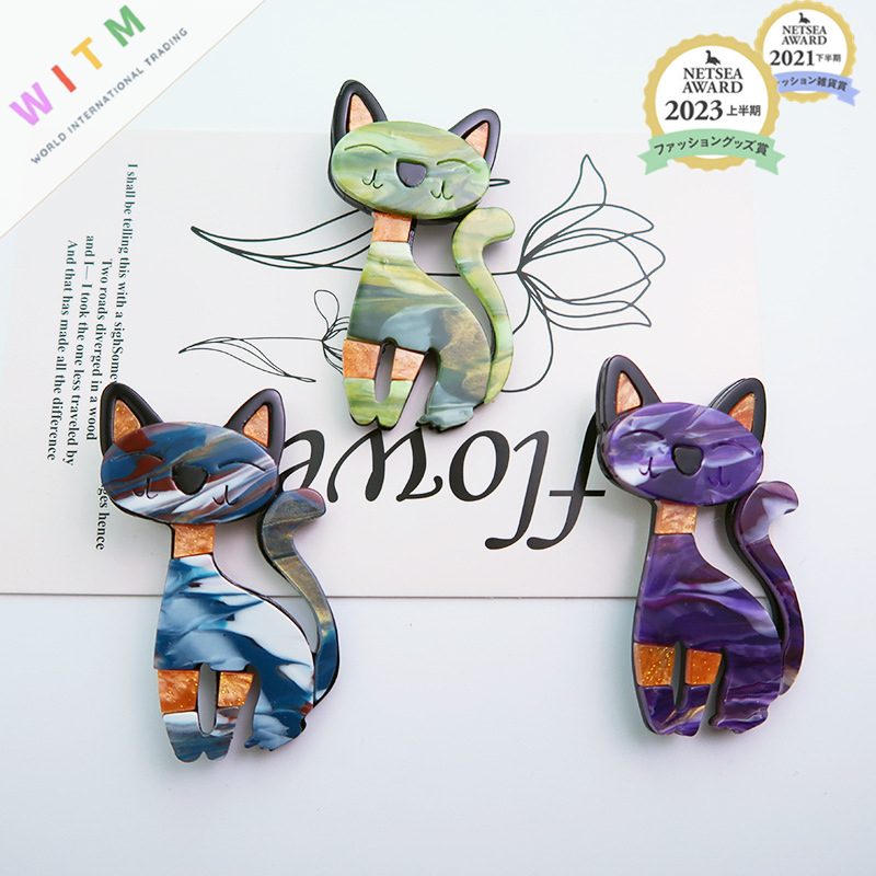 猫 ブローチ アクリル アクセサリー 記念日 プレゼント 上品 かわいい レトロ 入園式