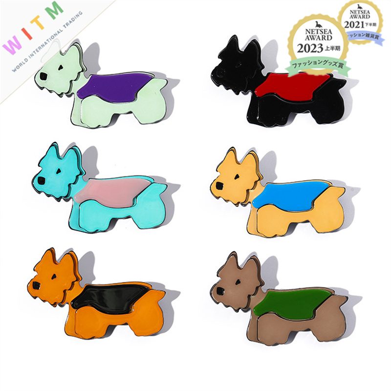 犬 ブローチ アクリル アクセサリー 記念日 プレゼント 上品 かわいい レトロ 入園式