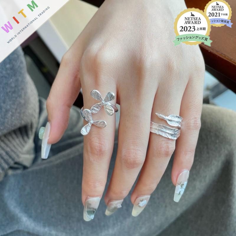 花 葉 指輪 リング アクセサリー デザイン 存在感 開口指輪 レディースファッション 上品