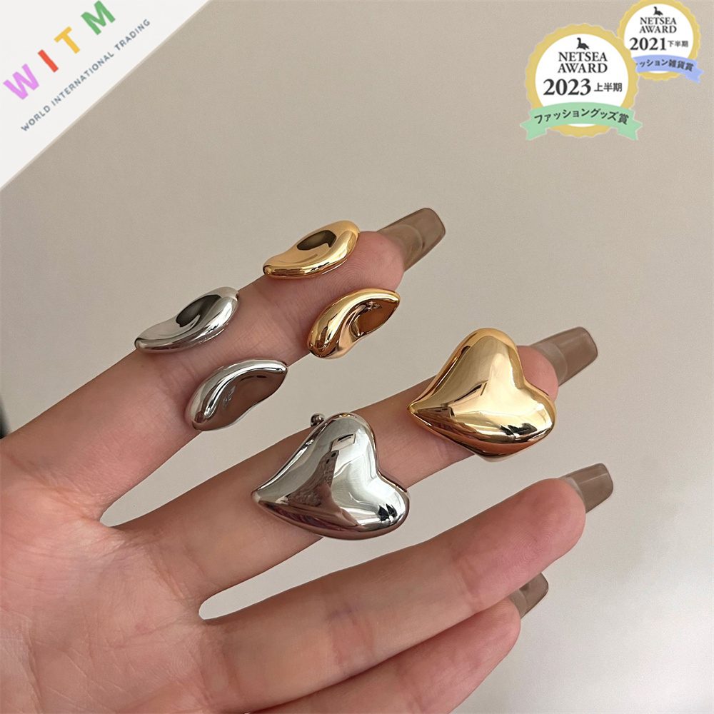 ハート 指輪 リング 開き指輪 開きリング アクセサリー デザイン 開口指輪 サイズ調整可能 レディース