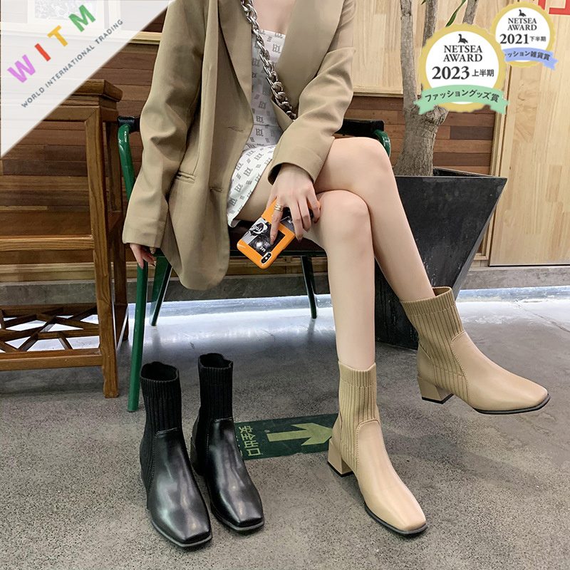 冬新作 PU マーチンブーツ レディースブーツ 厚底 ショートブーツ ミドルカットブーツ 美脚