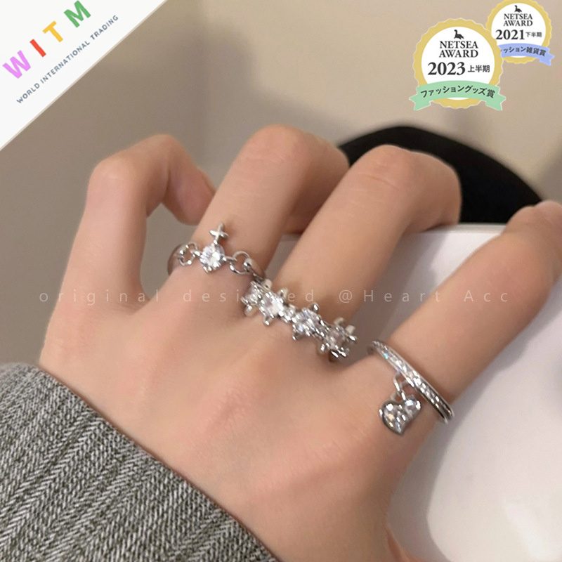 星 ラインストーン 指輪 リング 開き指輪 開きリング デザイン アクセサリー 開口指輪 レディース
